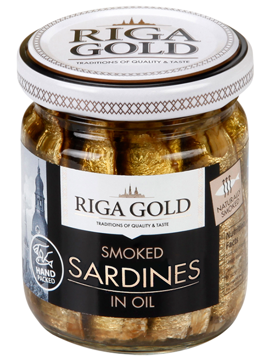 Smoked Sardines in oil Riga Gold, 100g, 60/box