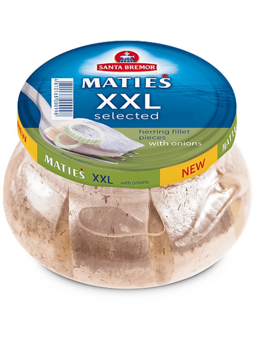 Herring fillets Matjes with onion, 260g, 6/carton